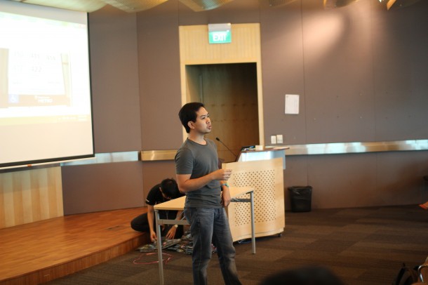 Pitching his idea for a sports application tracker