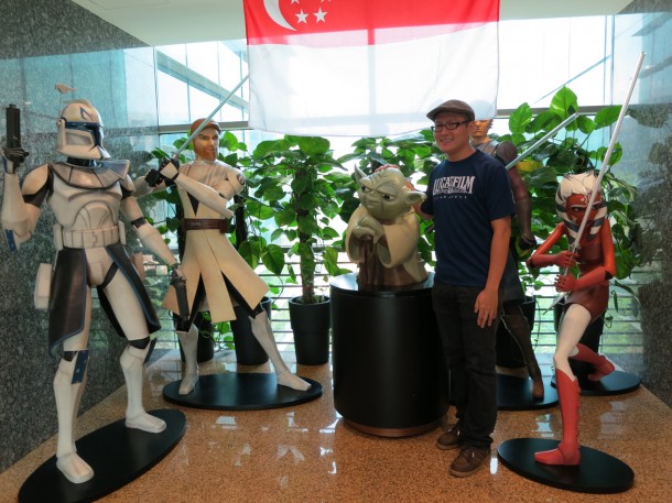 Steven at the entrance of the Lucasfilm Singapore office