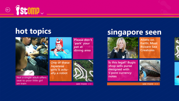 The main STOMP screen on Windows 8