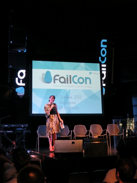 Failcon SG Executive Producer, Kristine Lauria, making opening remarks about why it's important to talk about failure in this region.