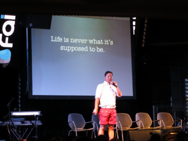 I love his final slide. Life is never what it's supposed to be. So stop worrying about failing. Get out there and live your life.