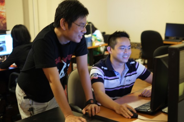 Game developer Edmund Ching (left) and CTO of Tyler Projects, Ty Tianyang (right).