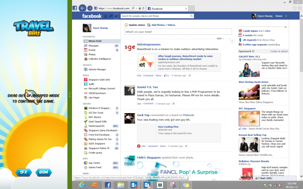 Using Snapped View on Windows 8
