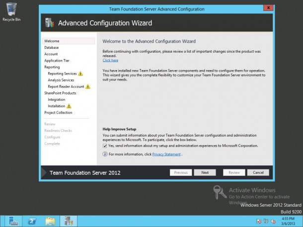 Installing Team Foundation Server 2012 Wizard