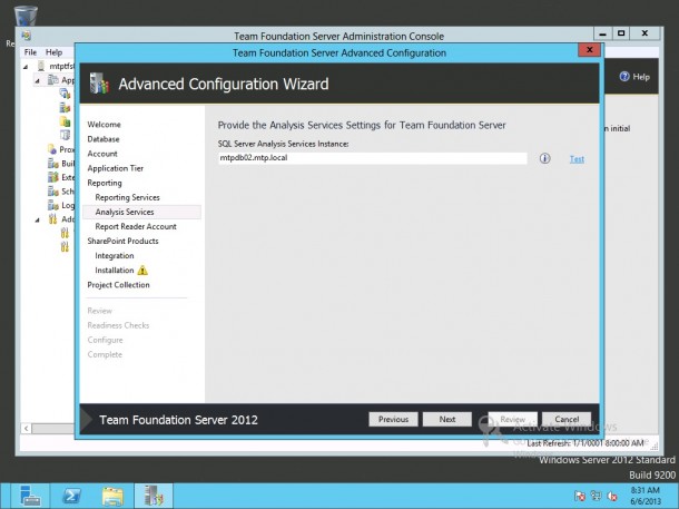 Provide Analysis Services Settings for Team Foundation Server
