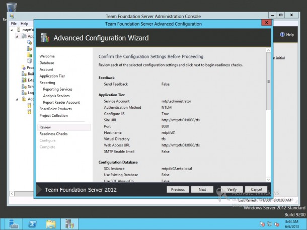 Review Configuration Wizard Information
