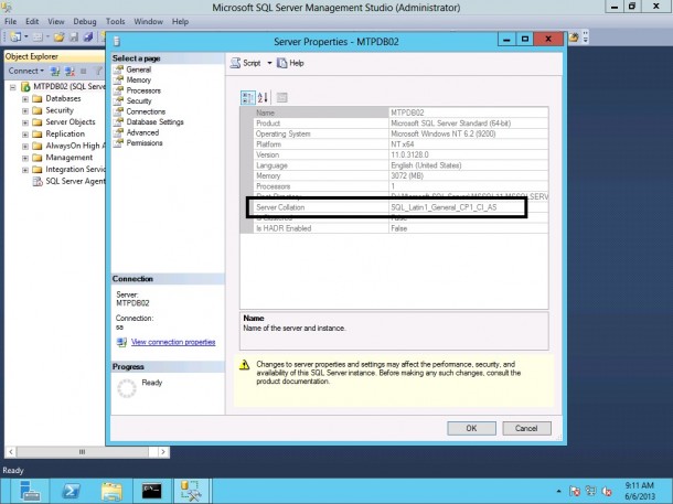 Verification that SQL Collation Changes