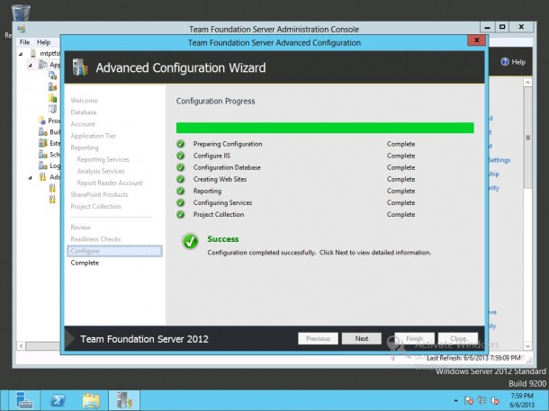 Team Foundation Server Configuration Completed