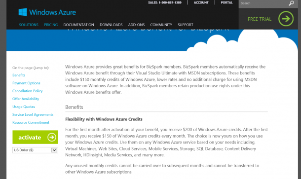 Azure activation