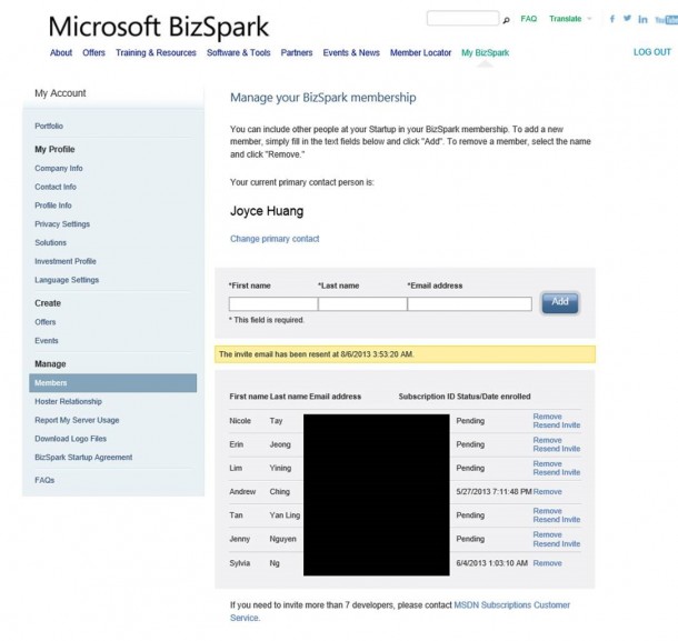 Add more members to your BizSpark account. 