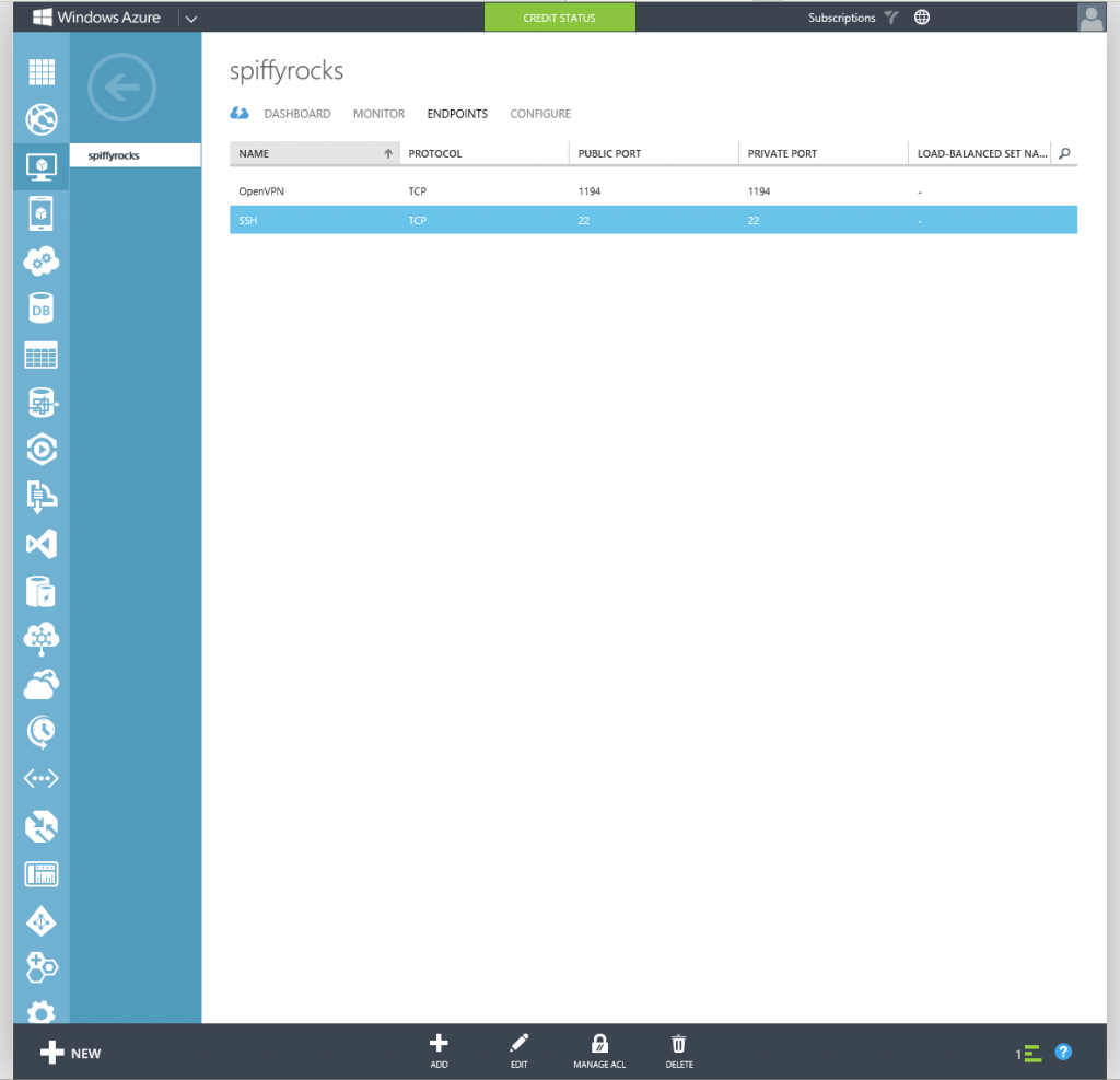 Virtual Machine Endpoints Tab