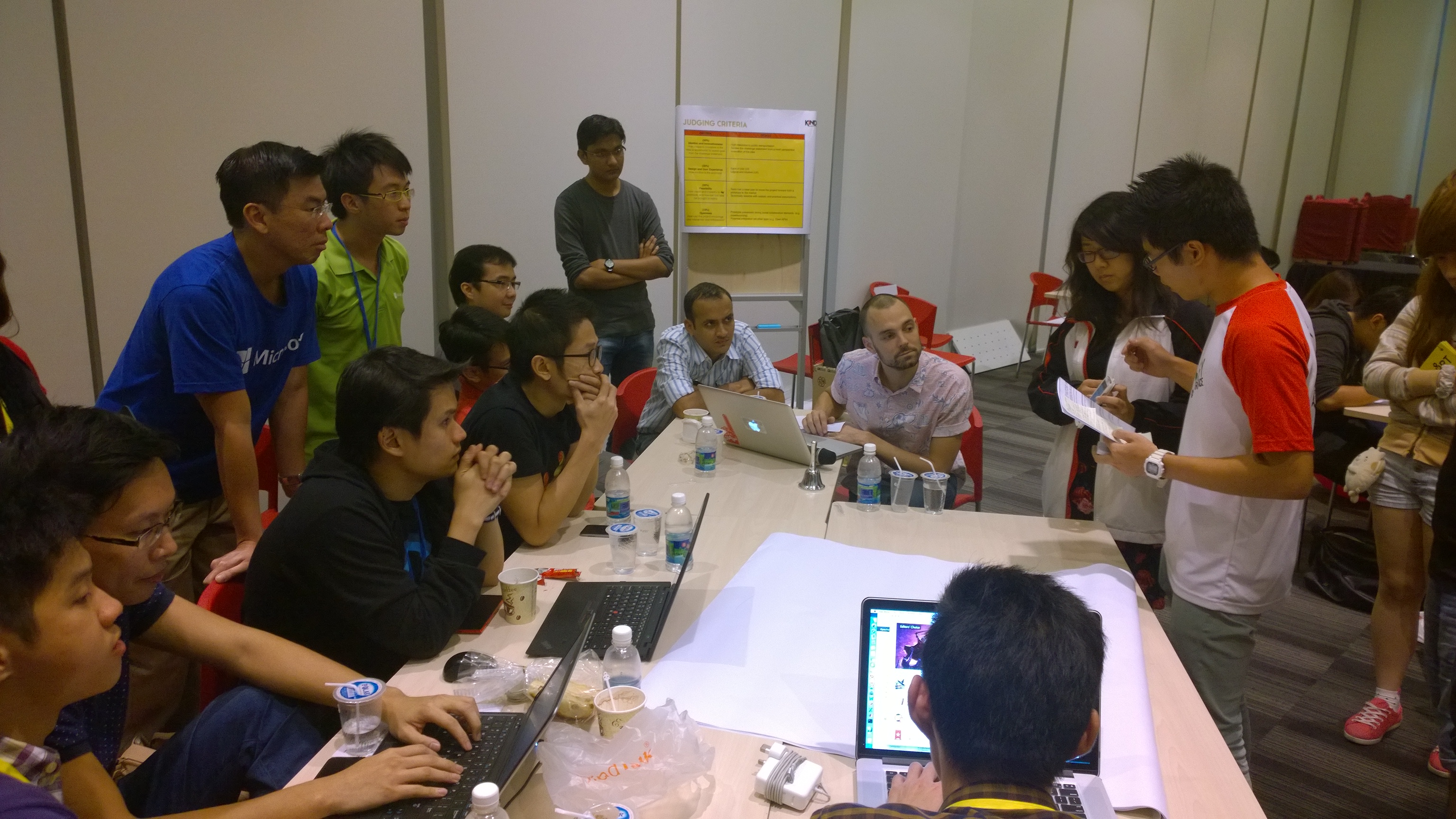 Mentors Chun Siong, Gary, and Terence had the chance to provide feedback to all the teams, alongside other mentors and local developer veterans.